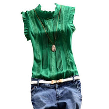 Load image into Gallery viewer, Ruffle Sleeveless O Neck Blouse Slim Fitted Shirts for Women