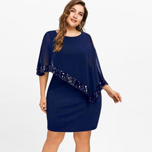 Load image into Gallery viewer, Womail dress Summer Women Plus Size Cold Shoulder Overlay Asymmetric Chiffon Strapless Sequins Dress S-5XL 2019 dropship M14