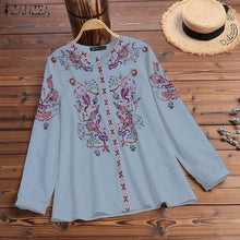 Load image into Gallery viewer, Fashion Printed Tops Women&#39;s Autumn Blouse Bohemian V Neck Long Sleeve Shirts Female Casual