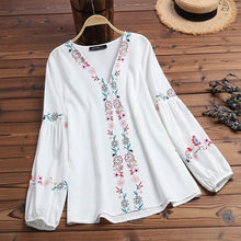 Load image into Gallery viewer, Fashion Printed Tops Women&#39;s Autumn Blouse Bohemian V Neck Long Sleeve Shirts Female Casual