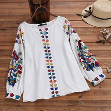 Load image into Gallery viewer, Fashion Printed Tops Women&#39;s Autumn Blouse Bohemian V Neck Long Sleeve Shirts Female Casual