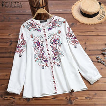 Load image into Gallery viewer, Fashion Printed Tops Women&#39;s Autumn Blouse Bohemian V Neck Long Sleeve Shirts Female Casual