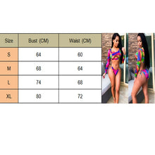 Load image into Gallery viewer, Geometric Print Long Sleeve Push Hollow Crop Tops Adjustable Waist Bottoms Two-Piece Swimwear