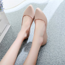 Load image into Gallery viewer, Spring Summer Women Pointed Toe Pumps Mid Heels Slip On Wedge Shoes