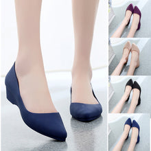 Load image into Gallery viewer, Spring Summer Women Pointed Toe Pumps Mid Heels Slip On Wedge Shoes