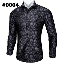 Load image into Gallery viewer, Teal Paisley Floral Silk Shirts Men Autumn Long Sleeve Casual Flower Shirts Designer Fit Dress Shirt