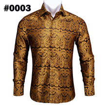 Load image into Gallery viewer, Teal Paisley Floral Silk Shirts Men Autumn Long Sleeve Casual Flower Shirts Designer Fit Dress Shirt