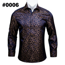 Load image into Gallery viewer, Teal Paisley Floral Silk Shirts Men Autumn Long Sleeve Casual Flower Shirts Designer Fit Dress Shirt