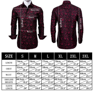 Teal Paisley Floral Silk Shirts Men Autumn Long Sleeve Casual Flower Shirts Designer Fit Dress Shirt