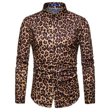 Load image into Gallery viewer, Men&#39;s Trend Nightclub Leopard Print Shirt High Quality Long Sleeve Shirt Male Social Casual Party Shirt