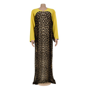 Leopard Summer Dress Chiffon Patchwork Wide Hands Maxi Long Casual