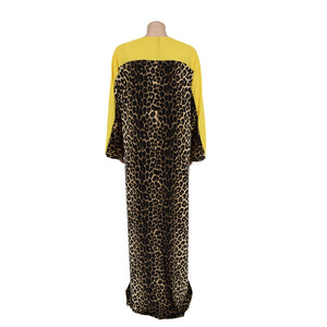 Leopard Summer Dress Chiffon Patchwork Wide Hands Maxi Long Casual