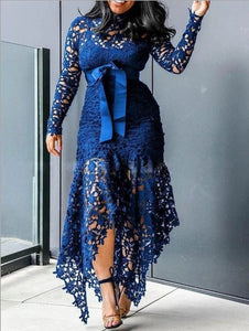 Women O-Neck Long Sleeve Lace African Fashion