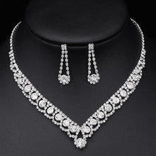 Load image into Gallery viewer, Women Crystal Bridal Jewelry Sets Fashion Rhinestone Choker Necklace Earrings African Wedding Jewelry Sets