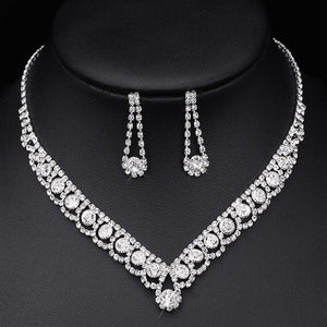 Women Crystal Bridal Jewelry Sets Fashion Rhinestone Choker Necklace Earrings African Wedding Jewelry Sets