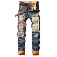 Load image into Gallery viewer, Denim Designer Hole Jeans High Quality Ripped for Men Big and Tall Street wear