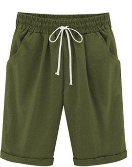 Oversized Women Summer Cotton linen Shorts Casual Ladies Drawstring Elastic Loose Short Trousers Plus Size S-8XL WDC2019