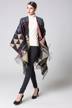 Load image into Gallery viewer, Women Bohemia tassel Europe and America lengthened thickened cashmere autumn and winter national wind travel split shawl cape