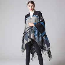 Load image into Gallery viewer, Women Bohemia tassel Europe and America lengthened thickened cashmere autumn and winter national wind travel split shawl cape