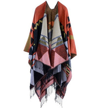 Load image into Gallery viewer, Women Bohemia tassel Europe and America lengthened thickened cashmere autumn and winter national wind travel split shawl cape