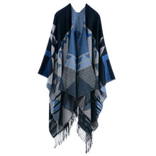 Load image into Gallery viewer, Women Bohemia tassel Europe and America lengthened thickened cashmere autumn and winter national wind travel split shawl cape