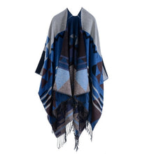 Load image into Gallery viewer, Women Bohemia tassel Europe and America lengthened thickened cashmere autumn and winter national wind travel split shawl cape