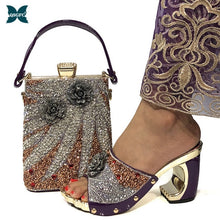 Load image into Gallery viewer, Women Italian design Silver Color Lady Shoes and Hand Bag Set