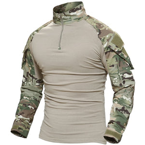 Men Camouflage Tactical T-shirts Cotton Military Paintball Hunt Clothing Men