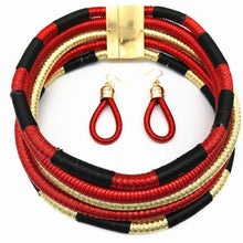 Load image into Gallery viewer, Necklace Earrings Multi-layer Woven Jewelry Choker Necklace African Beads Jewelry Set for Women