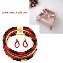 Load image into Gallery viewer, Necklace Earrings Multi-layer Woven Jewelry Choker Necklace African Beads Jewelry Set for Women