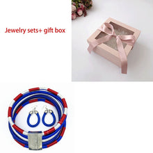 Load image into Gallery viewer, Necklace Earrings Multi-layer Woven Jewelry Choker Necklace African Beads Jewelry Set for Women