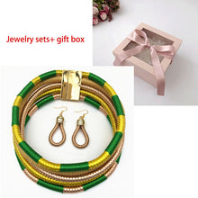 Load image into Gallery viewer, Necklace Earrings Multi-layer Woven Jewelry Choker Necklace African Beads Jewelry Set for Women