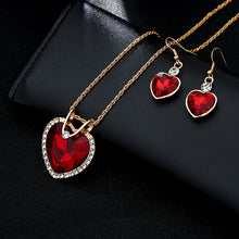 Load image into Gallery viewer, Fashion Jewelry Luxury Gold-color Romantic Austrian Crystal heart shape Chain Necklace Earrings Jewelry Sets