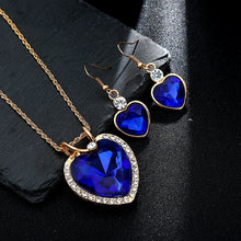 Load image into Gallery viewer, Fashion Jewelry Luxury Gold-color Romantic Austrian Crystal heart shape Chain Necklace Earrings Jewelry Sets