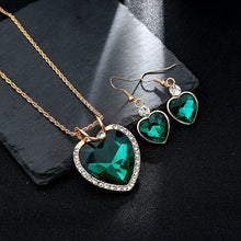 Load image into Gallery viewer, Fashion Jewelry Luxury Gold-color Romantic Austrian Crystal heart shape Chain Necklace Earrings Jewelry Sets
