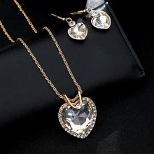 Load image into Gallery viewer, Fashion Jewelry Luxury Gold-color Romantic Austrian Crystal heart shape Chain Necklace Earrings Jewelry Sets