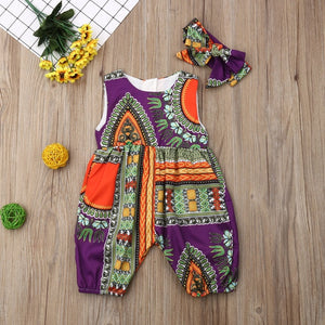 Summer African Dresses Kids Fashion Print Romper Baby Girls Dashiki Bazin Bohemian Jumpsuit Children Riche Ankara Africa Clothes