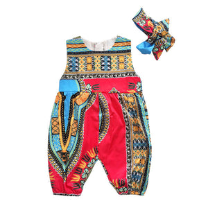 Summer African Dresses Kids Fashion Print Romper Baby Girls Dashiki Bazin Bohemian Jumpsuit Children Riche Ankara Africa Clothes