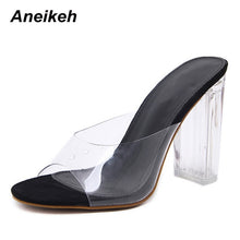 Load image into Gallery viewer, Aneikeh New Women Sandals PVC Jelly Crystal Heel Transparent Women Sexy Clear High Heels Summer Sandals Pumps Shoes Size 41 42