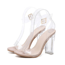 Load image into Gallery viewer, Aneikeh New Women Sandals PVC Jelly Crystal Heel Transparent Women Sexy Clear High Heels Summer Sandals Pumps Shoes Size 41 42