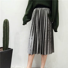 Load image into Gallery viewer, Women&#39;s High Waist Skinny Female Velvet Skirt Pleated Skirts