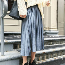Load image into Gallery viewer, Women&#39;s High Waist Skinny Female Velvet Skirt Pleated Skirts