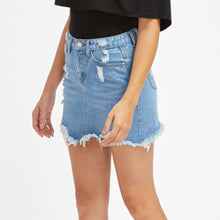 Load image into Gallery viewer, Women Blue Ripped Casual Mini Denim Skirt 2020 Summer New Body con Women Skirt Basic Pocket Jeans Skirt Mid Waist Skirt