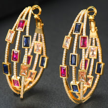 Load image into Gallery viewer, GODKI 2020 Trendy Twist Across Hoop Earrings Dubai Colorful Women Bridal Wedding Jewelry Aperture Earring pulseras mujer moda