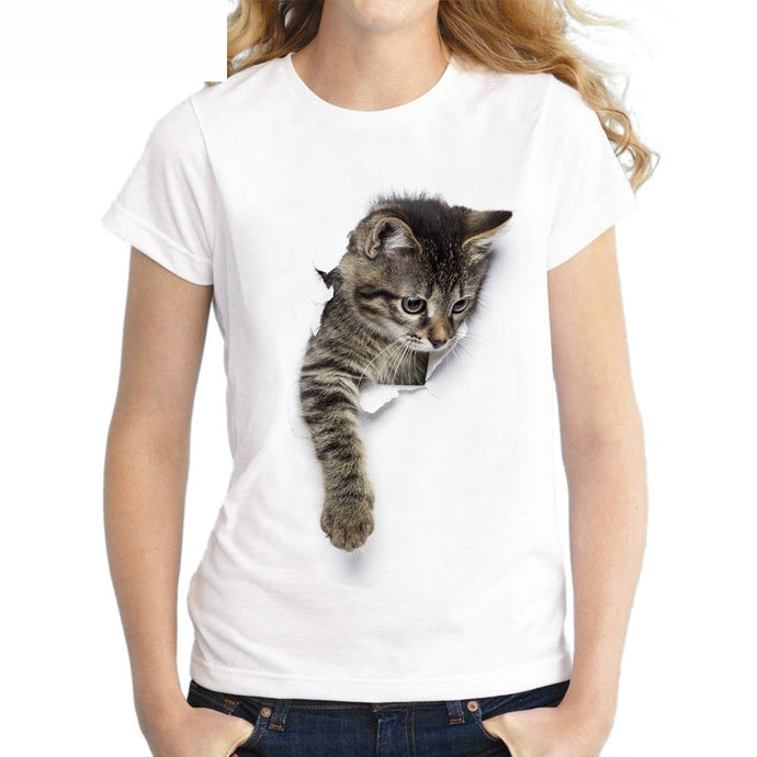 Charmed 3D cat Print Casual Harajuku Women T-Shirt Summer  Short sleeve Casual Top