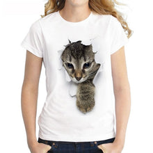 Load image into Gallery viewer, Charmed 3D cat Print Casual Harajuku Women T-Shirt Summer  Short sleeve Casual Top