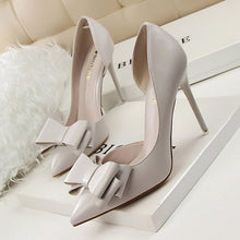 Load image into Gallery viewer, Fashion Delicate Sweet Bowknot High Heel Shoes Side Hollow Pointed Women Pumps Pointed Toe 10.5CM thin Dress Shoes