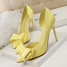 Load image into Gallery viewer, Fashion Delicate Sweet Bowknot High Heel Shoes Side Hollow Pointed Women Pumps Pointed Toe 10.5CM thin Dress Shoes