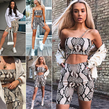 Load image into Gallery viewer, Womens Autumn Casual Shinny Tube Top Shorts Bodycon Two Piece Set Outfits Short Sport Jumpsuit Sets