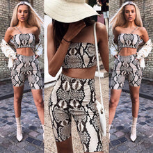 Load image into Gallery viewer, Womens Autumn Casual Shinny Tube Top Shorts Bodycon Two Piece Set Outfits Short Sport Jumpsuit Sets